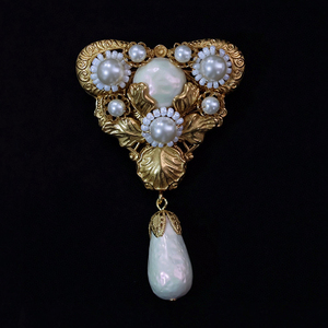店主订制高品质重工巴洛克珍珠复古宫庭胸针古董中古vintage饰品