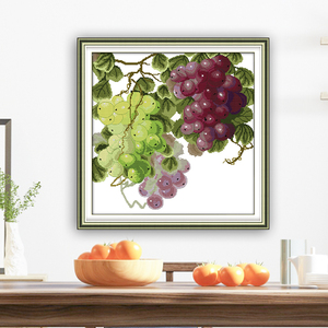水果静物葡萄十字绣2022年新款线绣现代简约餐厅客厅手工刺绣挂画