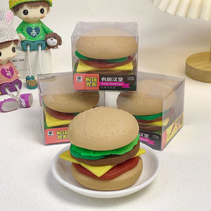 儿童创意仿真食玩汉堡油条包子食物水果捏捏乐过家家慢回弹小玩具