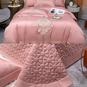 欧式高端100支长绒棉夹棉床盖四件套纯棉被套加厚床罩式床上用品