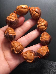 橄榄核手串紫皮核包衣弥勒手串 手工弥勒橄榄核雕刻文玩手链男