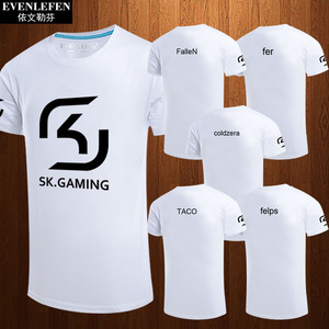 CSGO游戏SK战队队服短袖t恤比赛服新款男士纯棉半截袖衣服体恤衫