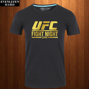 UFC终极格斗冠军赛T恤短袖男士拳击武术上衣服纯棉半截袖夏体恤衫