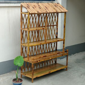 土特产储物展示落地多层门店库房简易货架家用收纳竹制茶叶置物架