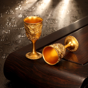 雅俪珠宝古法黄金龙凤酒杯手把件足金摆件纯金女婚嫁结婚首饰正品