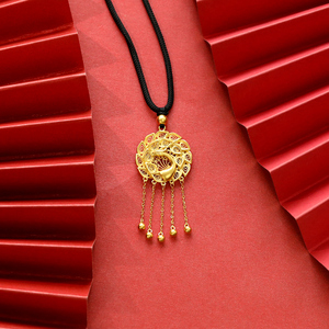 雅俪珠宝古法黄金凤凰足金吊坠女结婚三金首饰纯金项链送女友礼物