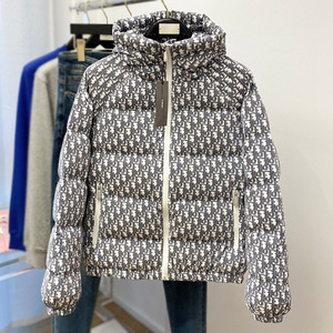 dior迪奥2022秋冬新款logo满字母宽松老花连帽羽绒服男女棉服外套