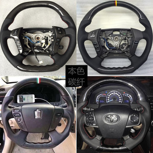 丰田皇冠锐志 凯美瑞 汉兰达 新皇冠 rav4卡罗拉碳纤维方向盘改装