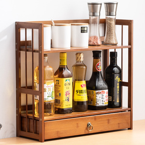 调味架楠竹实木多层厨房置物架落地台面刀架砧板架多功能调料架子