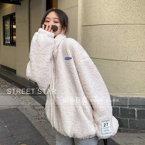 xoxogoodboy 2020新款立领羊羔毛外套女秋冬宽松加厚短款毛绒外套