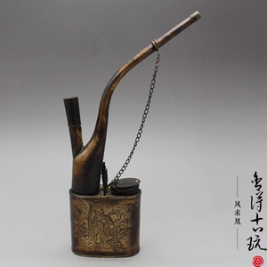 复古纯铜老式水烟斗过滤水烟嘴 水烟袋 老铜水烟斗收藏摆件