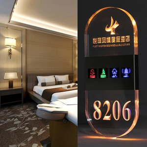 定制酒店电子门显触摸门牌发光宾馆客房清扫勿扰门铃功能门牌号
