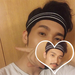 镇魂白宇同款发带男短发运动防汗条纹发箍夏天宽边针织弹力头带女