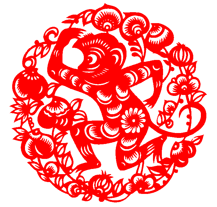 b881猴子剪纸窗花新年贴纸玻璃贴儿童手工作品幼儿园装饰画成品