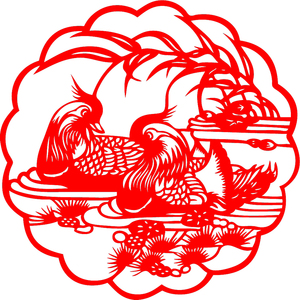 pw56鸳鸯戏水动物花鸟剪纸刻纸毛毡无纺布中国风镂空剪纸成品