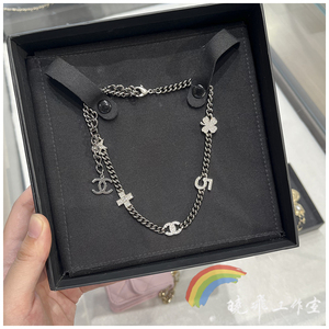 【现货】正品chanel香奈儿项链 22p新款银色四叶草5号双c星星颈链