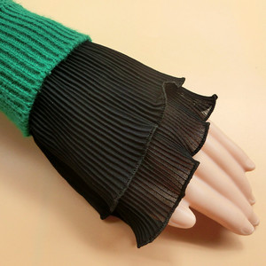 百褶花边假袖口百搭蕾丝衬衫袖内搭毛衣假袖子女喇叭袖装饰手腕套