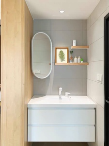 卫镜阁卫生间转角风水墙角挂镜可旋转浴室镜椭圆形侧边斜角镜子
