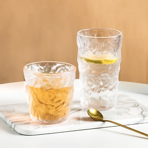 ins风冰川玻璃杯子喝水杯家用树纹酒杯茶杯 日式创意牛奶杯咖啡杯