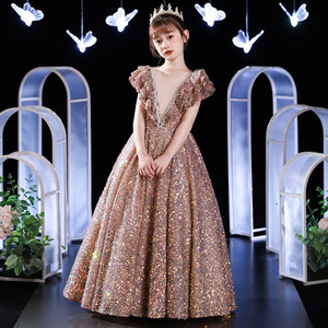 中大童女钢琴演奏高端走秀星空礼服学生主持人艺考唱歌比赛演出服