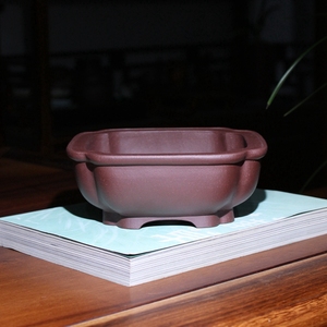 名家收藏吴化明精品紫砂花盆四方形筋纹小盆景盆栽多肉菖蒲盆松柏