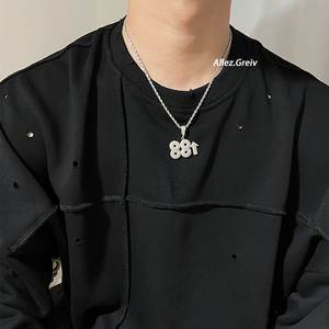 88rising项链男女潮七哥richbrian同款吊坠数字上升满钻嘻哈链子