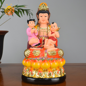 南海送子观音佛像送子娘娘观世音菩萨供奉家用求子观音双胞胎摆件