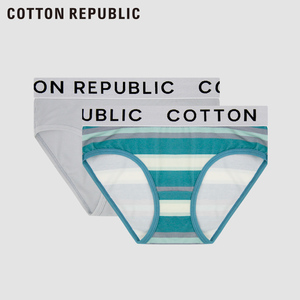 Cotton Republic/棉花共和国女士条纹三角内裤莫代尔印花两条装