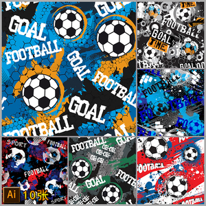 足球拼接矢量素材 潮流欧美朋克涂鸦足球服装抱枕印花热转印图片