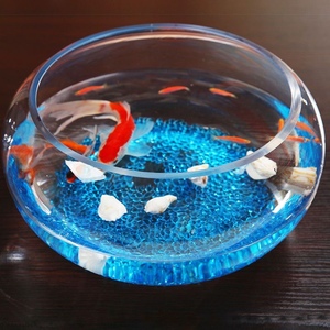 玻璃鱼缸圆形透明大号 生态创意鱼缸裸缸桌面加厚玻璃鼓缸 金鱼缸