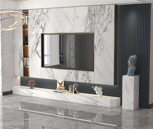 意式极简轻奢现代大理石电视柜地台简约长条石材岩板地柜加工定制