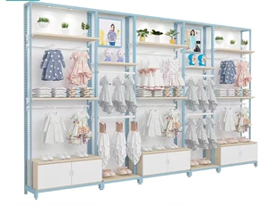 精品钢木货架母婴店道具展示柜简易钢木服装货柜童装童鞋奶粉货架