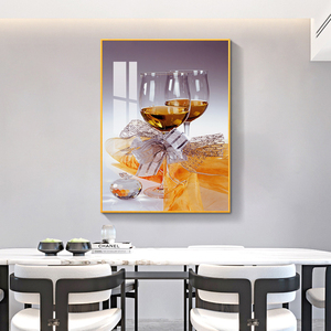 餐厅装饰画现代简约饭厅挂画歺厅餐桌背景墙壁画酒杯水果墙画单幅
