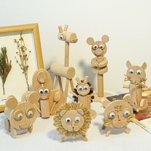 451人付款淘宝儿童创意手工制作粘贴幼儿园益智玩具木艺动物木片树枝