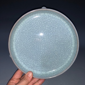 宋代汝窑开片天青釉支钉三足水洗仿古做旧瓷器古玩古董收藏摆件品