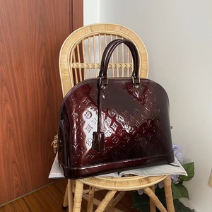 二手正品lv alma大号漆皮车厘子手提贝壳包日本中古奢侈品vintage