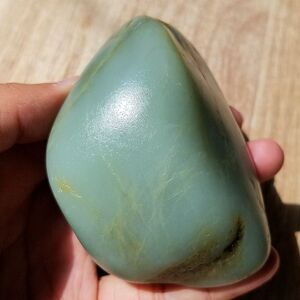 和田玉345g青玉籽料原石鸭蛋青修型籽玉龙河原籽手把件细腻雕刻料