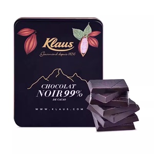 法国进口Klaus经典99%黑巧克力60克(12块)铁盒装送礼佳品
