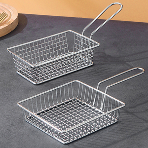 201不锈钢创意薯条篮装炸鸡盘子网框正方形小拼餐饮拼盘网格篮子