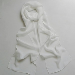【缤纷丝语】真丝雪纺细长丝巾白飘带薄草木扎染围巾窄领巾腰丝带