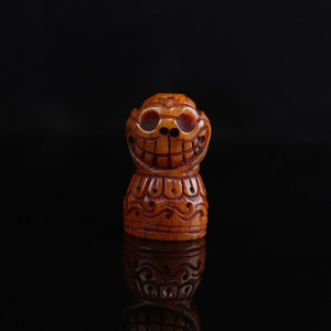 手工雕刻牛骨尸陀林主印章吊坠摆件老料牛骨雕刻藏印配饰