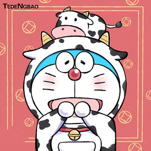 机器猫短袖哆啦a梦联名t恤牛年本命年限定新年男女装拜年衣服喜庆