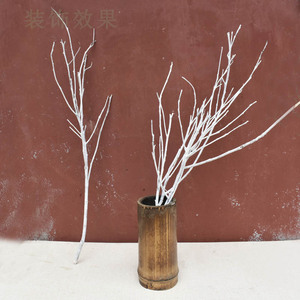 白色装饰树枝干花枝材料餐厅节庆室内造景落地永生花艺术造型枯枝
