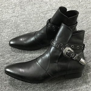 毒物贩 slp风格春夏欧美真皮个性尖头切尔西靴马丁靴男靴高跟皮靴