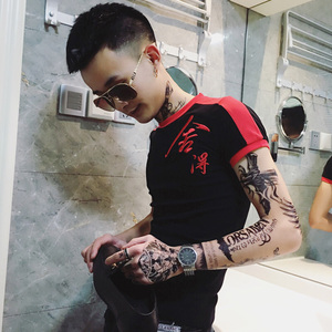00 188人付款  淘宝 夏天纹身衣服男潮流t恤短袖霸气社会紧身小伙