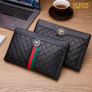 古驰双层手包深棕色全皮gg压纹logo手包钱包手拿包男士1人付款2980