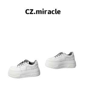 【高品质】6.5厚底头层牛皮天然橡胶绑带板鞋休闲小白鞋JZ-22062