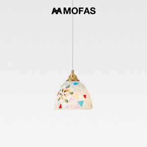 MOFAS北欧复古卧室床头田园餐厅吧台彩色民宿贝壳橱窗玻璃小吊灯