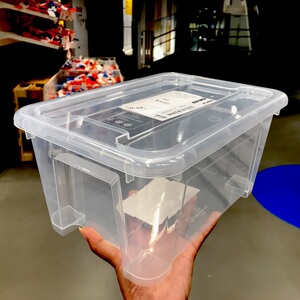 宜家收纳箱塑料储物箱透明收纳盒小号有盖带盖玩具箱子家用整理箱