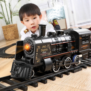 仿真电动古典模型玩具高铁小火车复古蒸汽玩具大冒险轨道车儿童